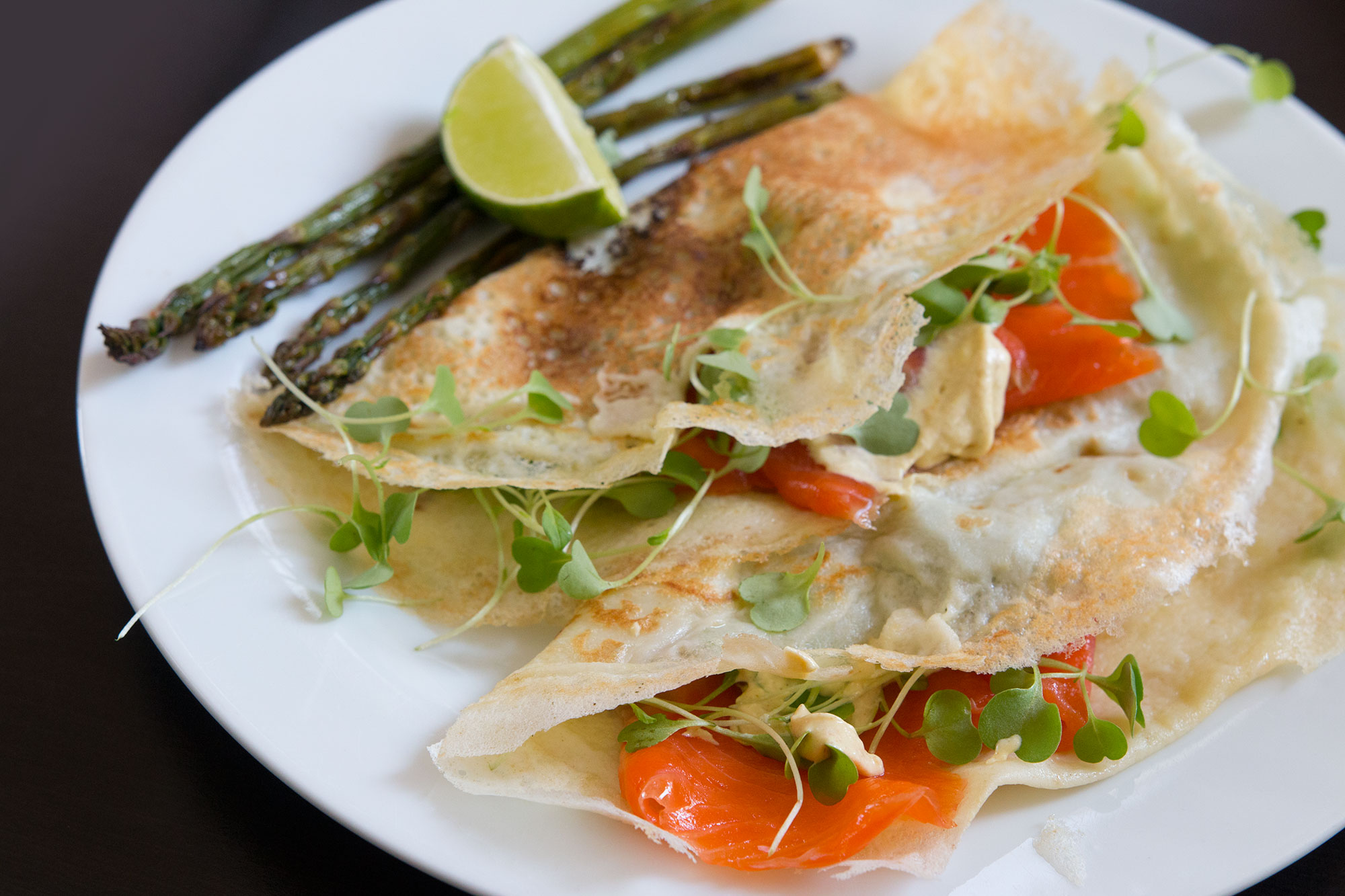 Smoked Salmon Crepes with Creamy Mustard Sauce