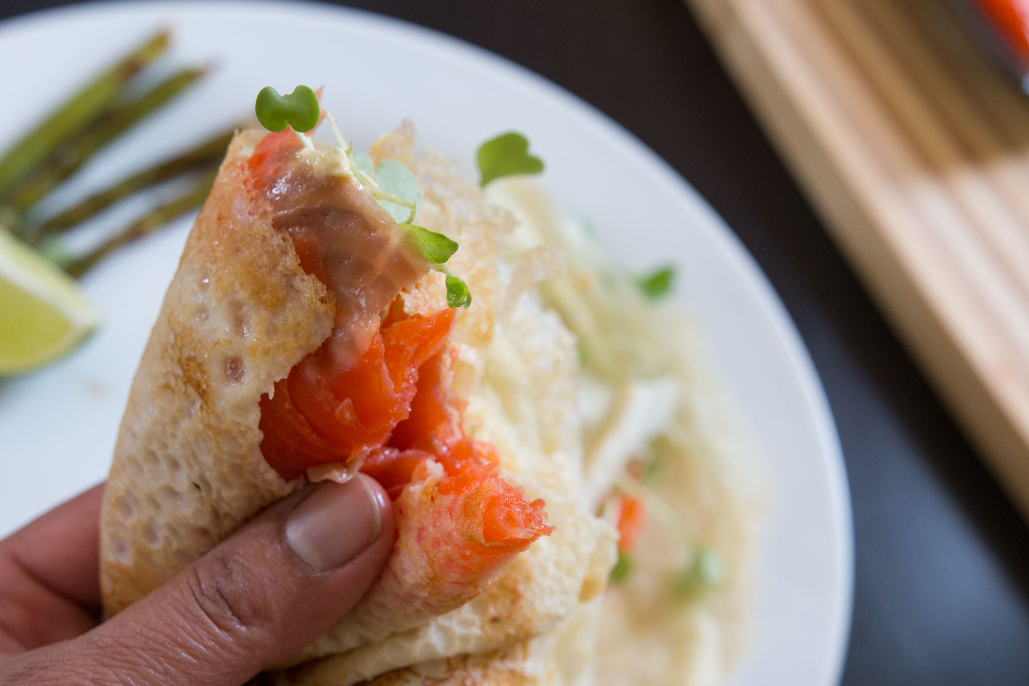 Smoked Salmon Crepes with Creamy Mustard Sauce Kravings Food  