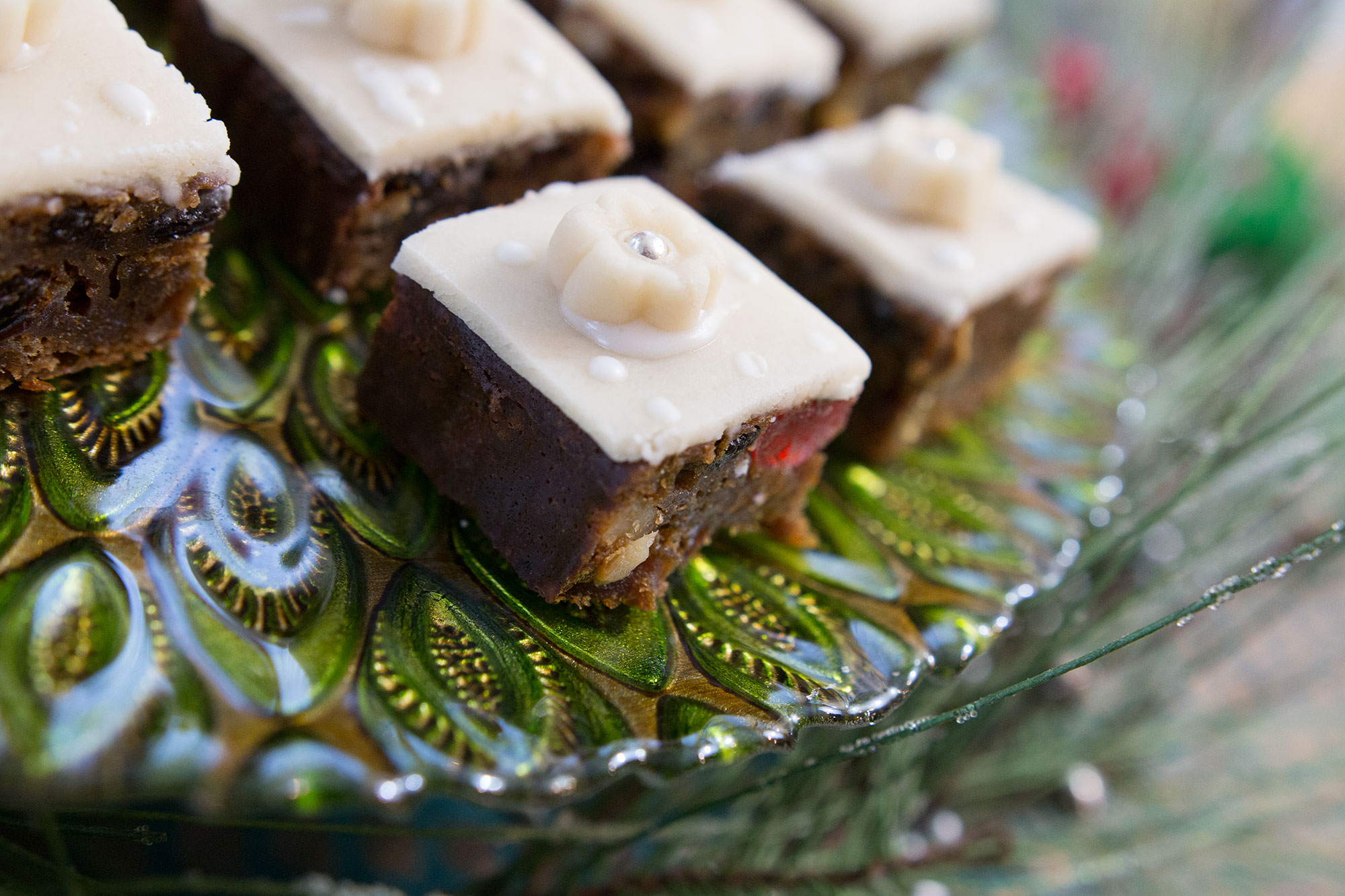 Christmas Fruitcake with Rum, Brandy, Fruits and Nuts