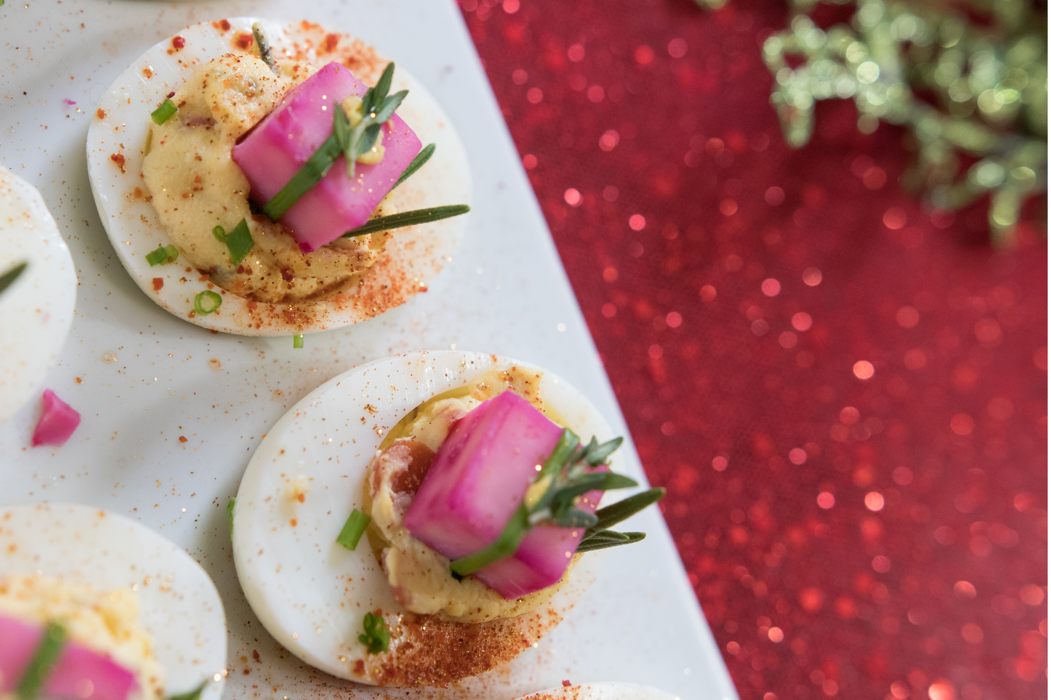 Elfviled Workshop Eggs - Holiday Deviled Eggs - Kravings Food Adventures