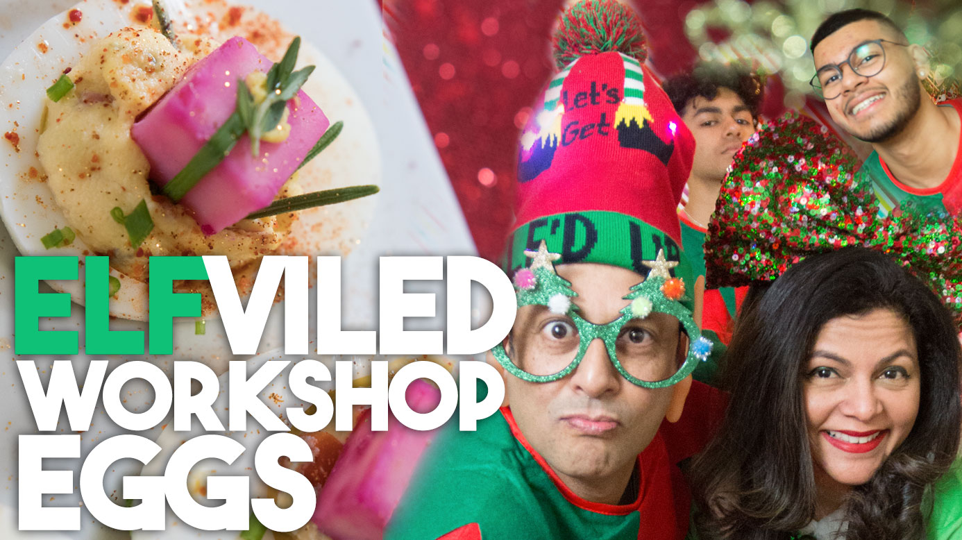 Elfviled Workshop Eggs - Holiday Deviled Eggs - Kravings Food Adventures