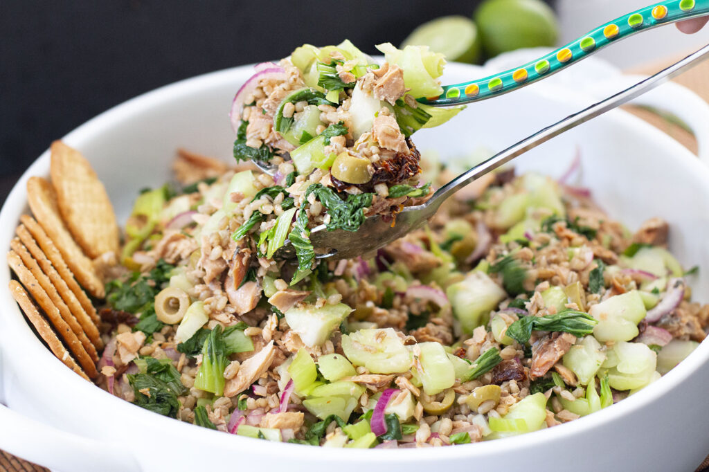 Barley, Bok choy and smoked Salmon Salad photo