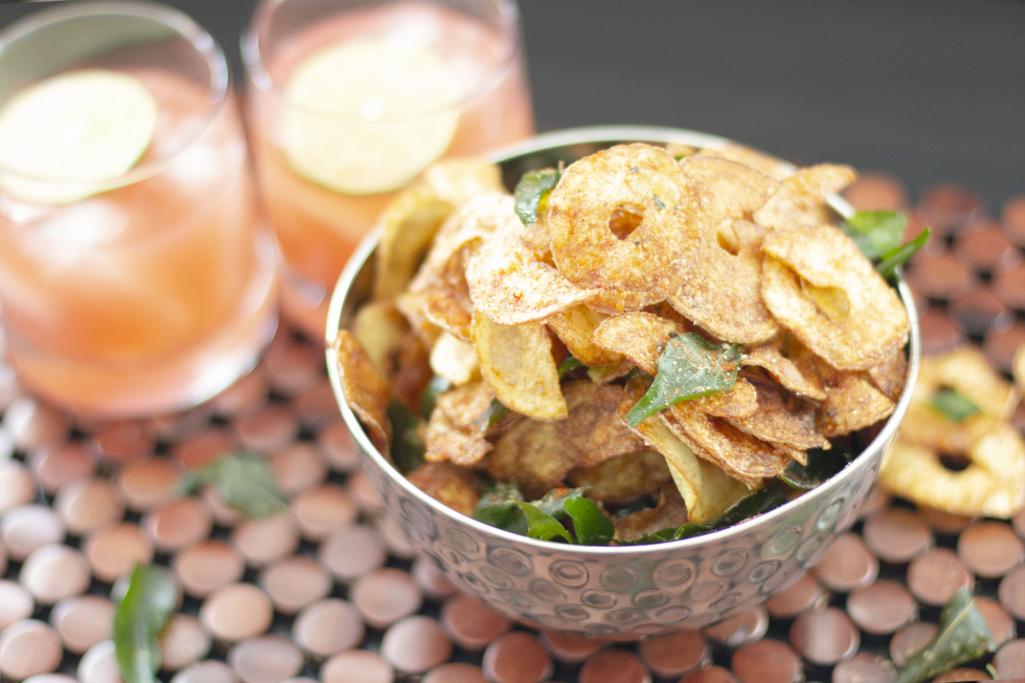 Chilli Chaat & Curry Leaf Chips - Kravings Food Adventures