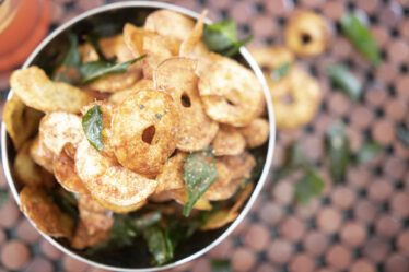 Chilli Chaat & Curry Leaf Chips - Kravings Food Adventures