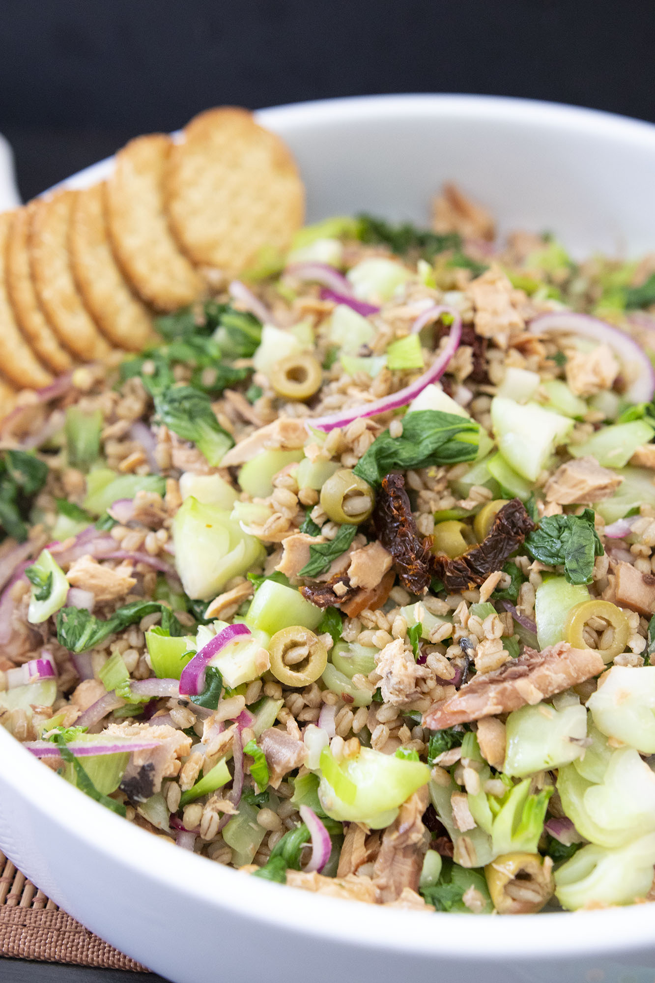 Barley, Bok choy & smoked Salmon Salad - Kravings Food Adventures