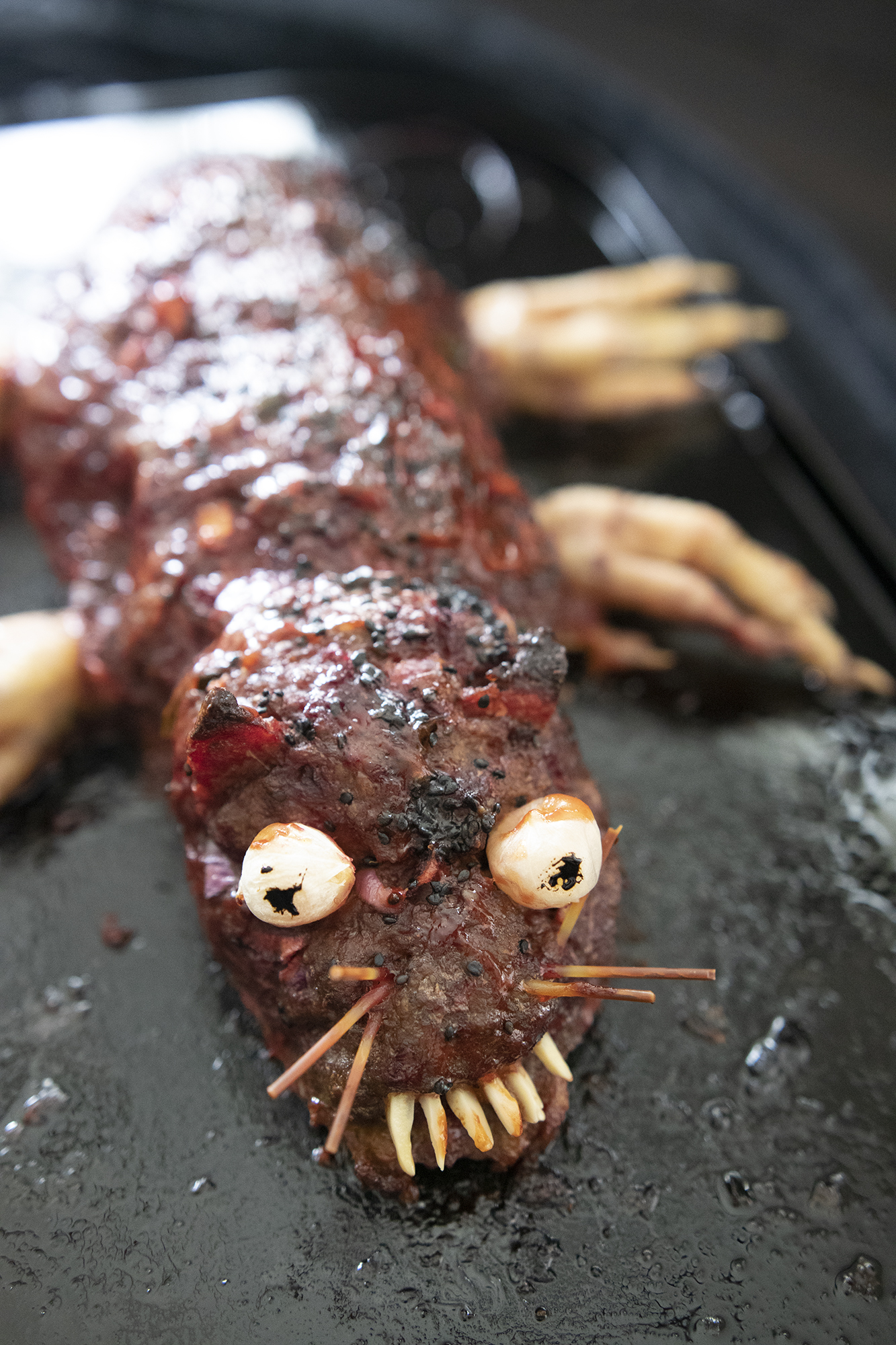 Halloween Beet Rat - Meatloaf made with Beets in a rat shape photo